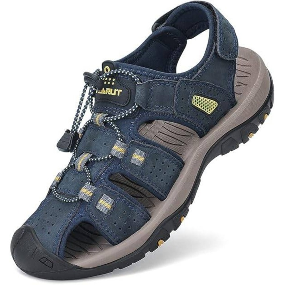 FLARUT Men's US 7.5 Blue Closed Toe Sport Sandals Lightweight Leather Hiking